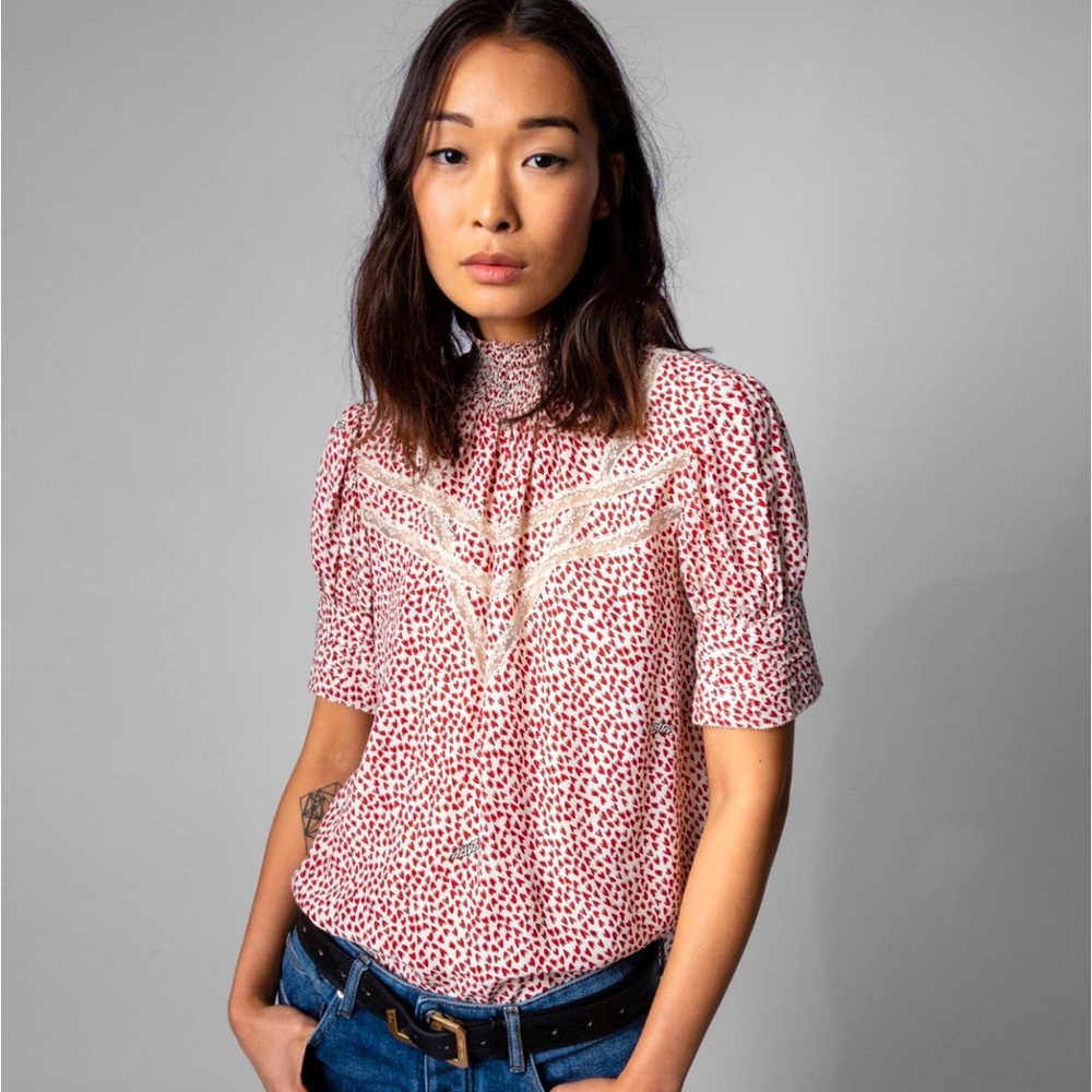 Zadig & Voltaire Tupelo Red and White Blouse
